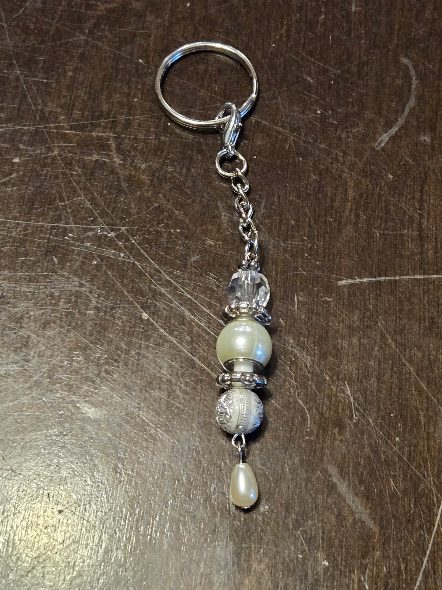 Silver Pearl Keychain