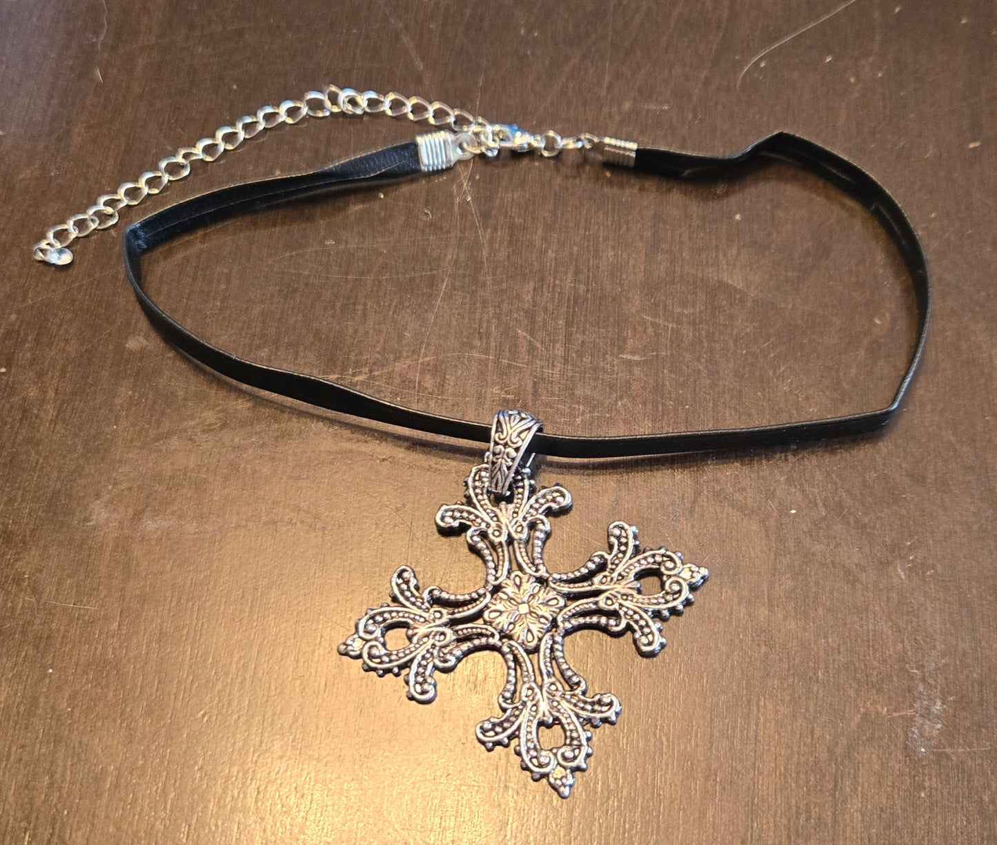 Silver Cross Choker